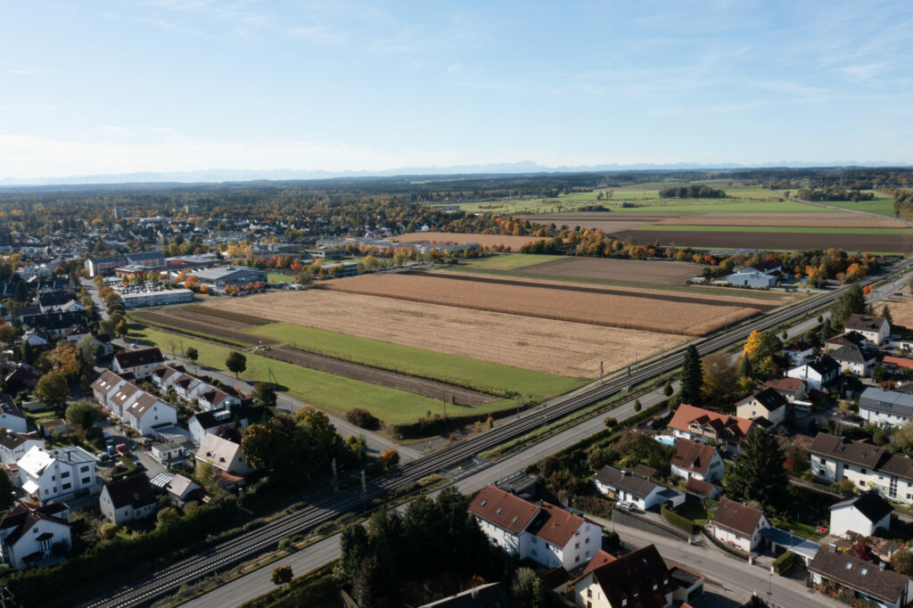 Foto des Areals des Neues Kreuzlinger Feld aus Vogelperspektive im westen Germerings
